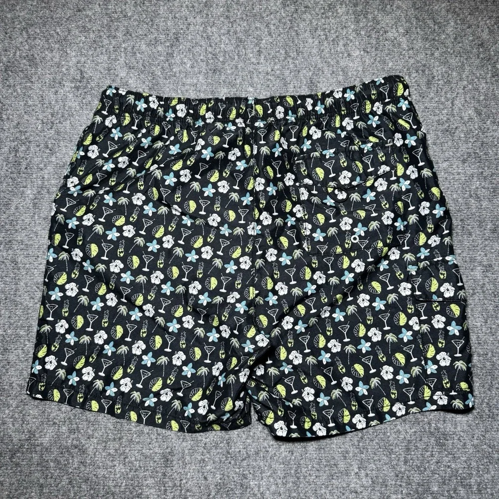 Tommy Bahama Swim Trunks Cocktail Martini Floral Print Men L Board Shorts Lined